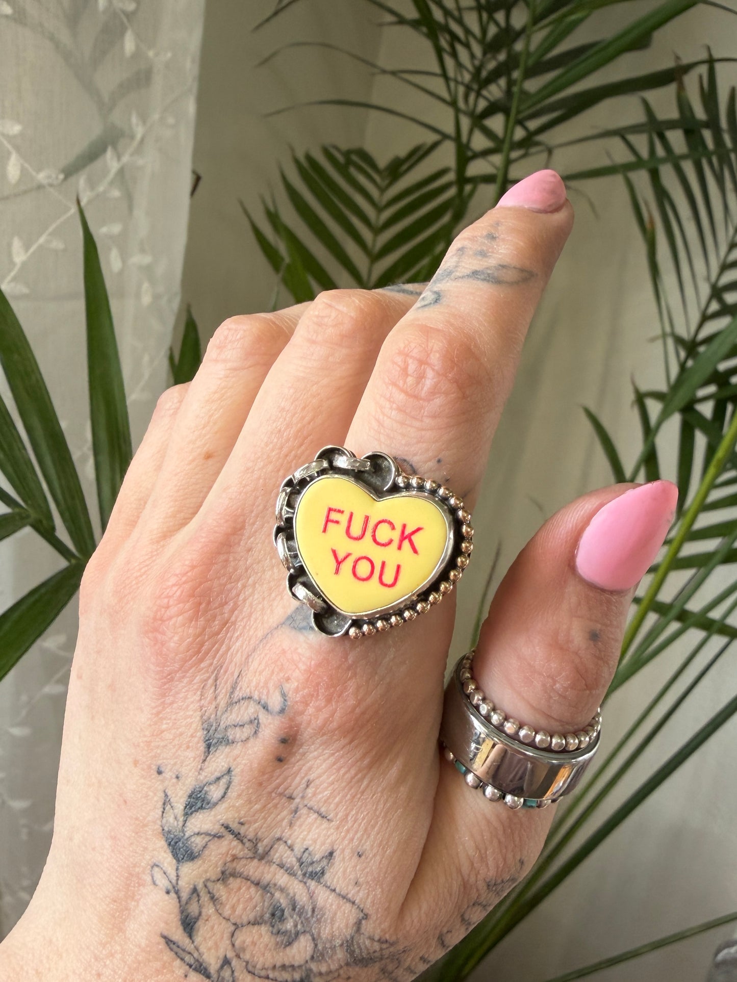 Size 8 Conversation Heart Ring