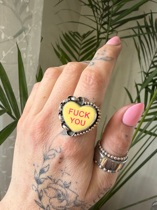 Size 8 Conversation Heart Ring