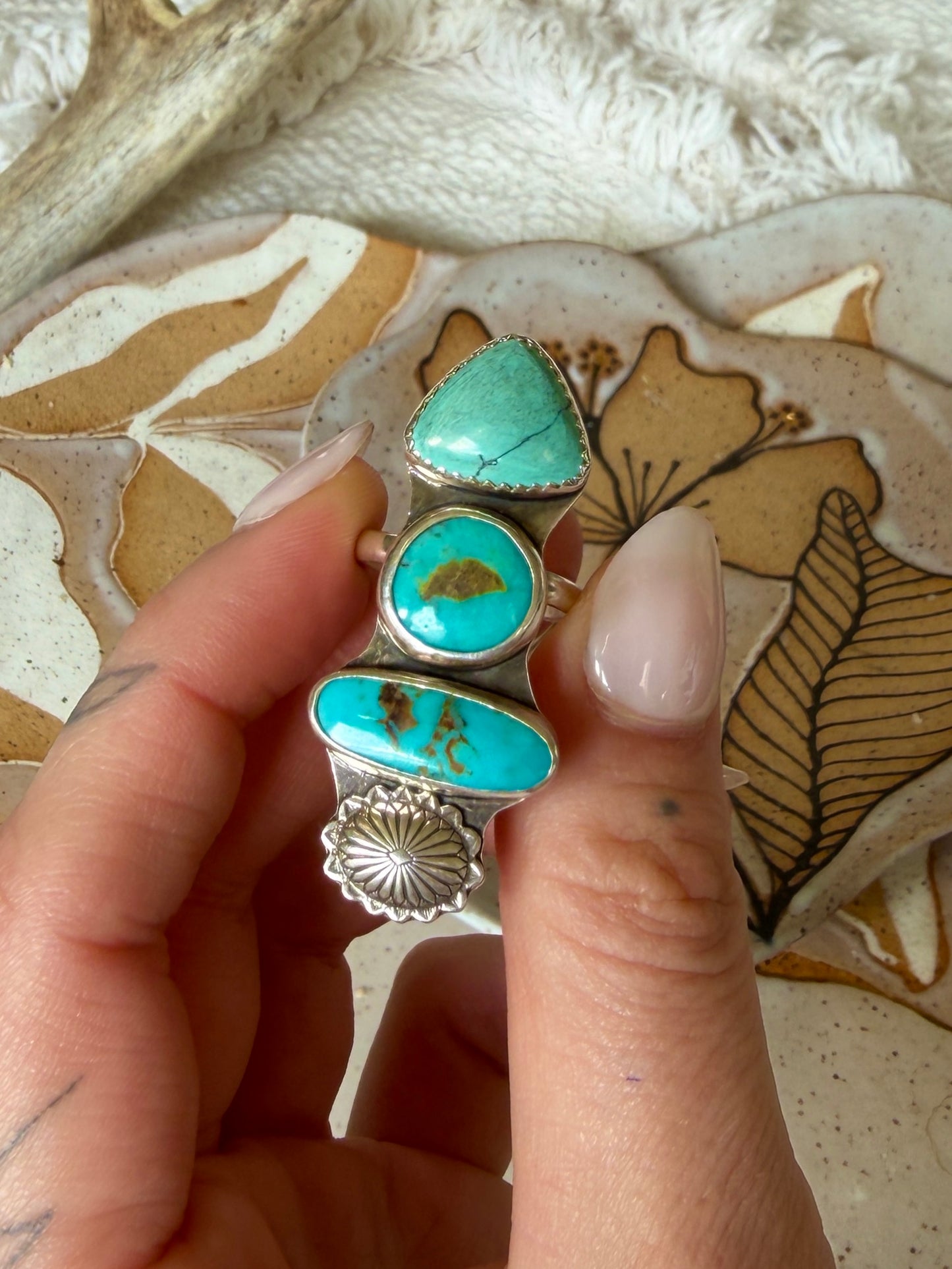 Size 6.75 Turquoise & concho ring