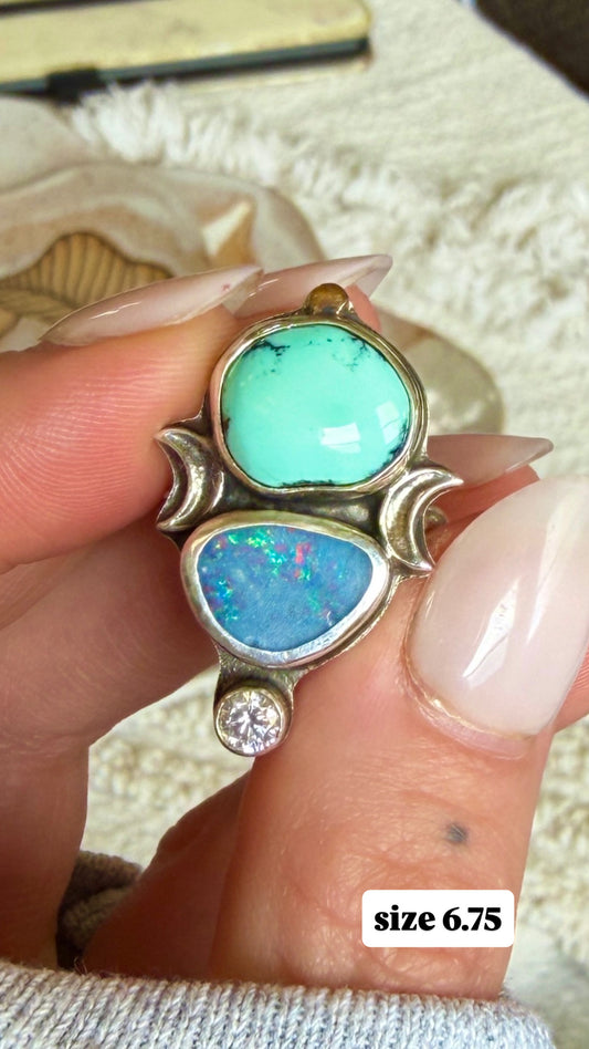 Size 6.75 Opal & Variscite
