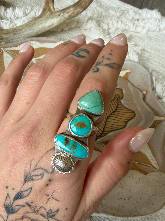 Size 6.75 Turquoise & concho ring