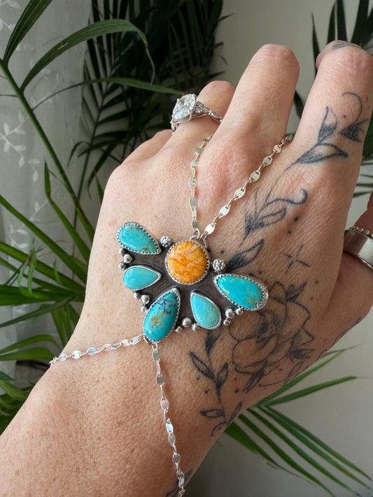 Turquoise & Spiny Oyster Handchain