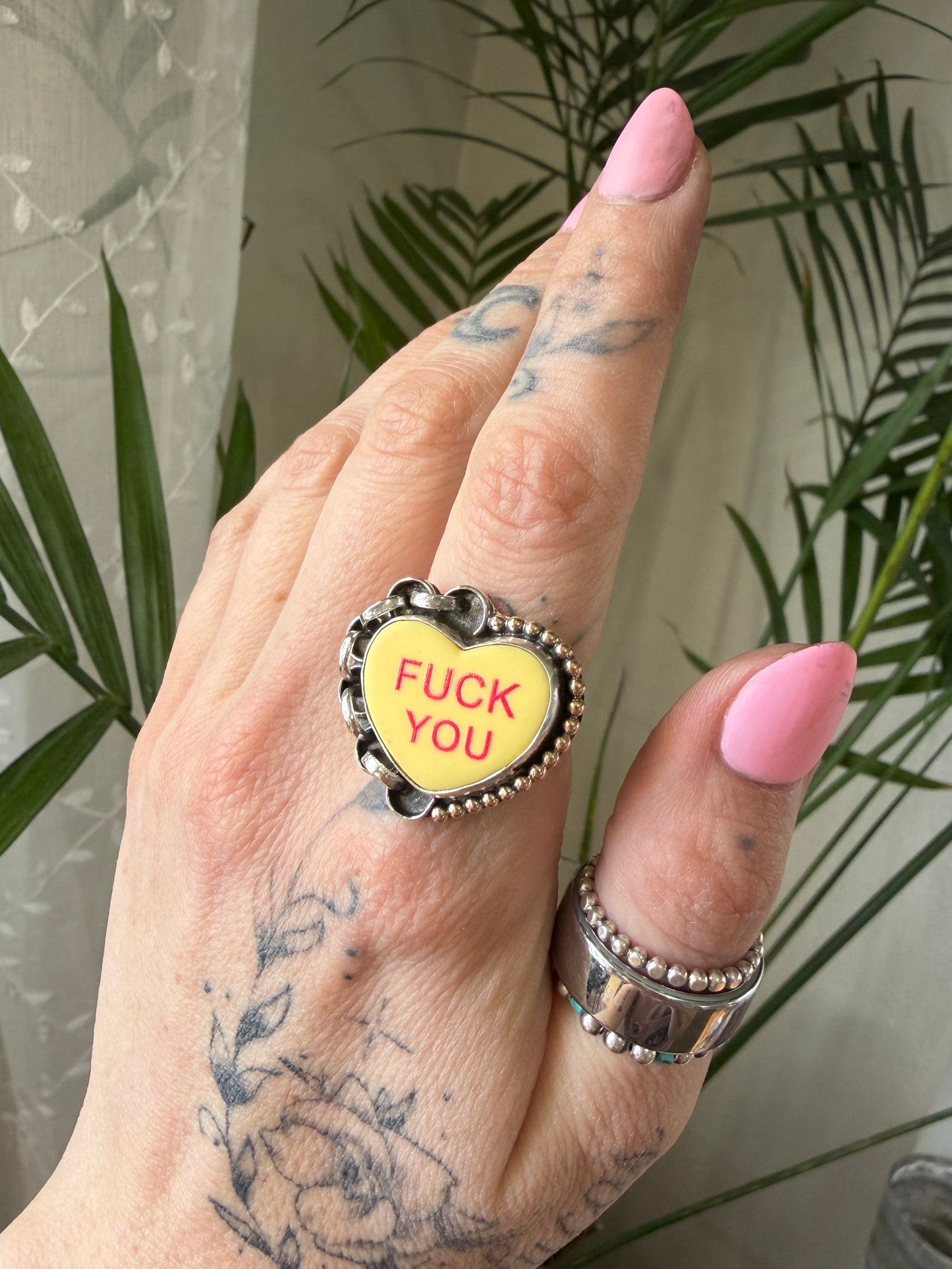 Size 8 Conversation Heart Ring