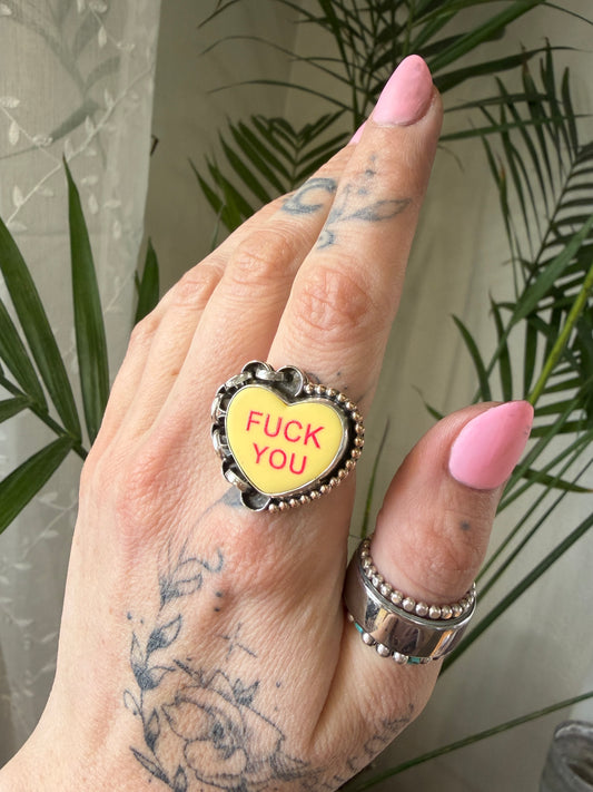 Size 8 Conversation Heart Ring