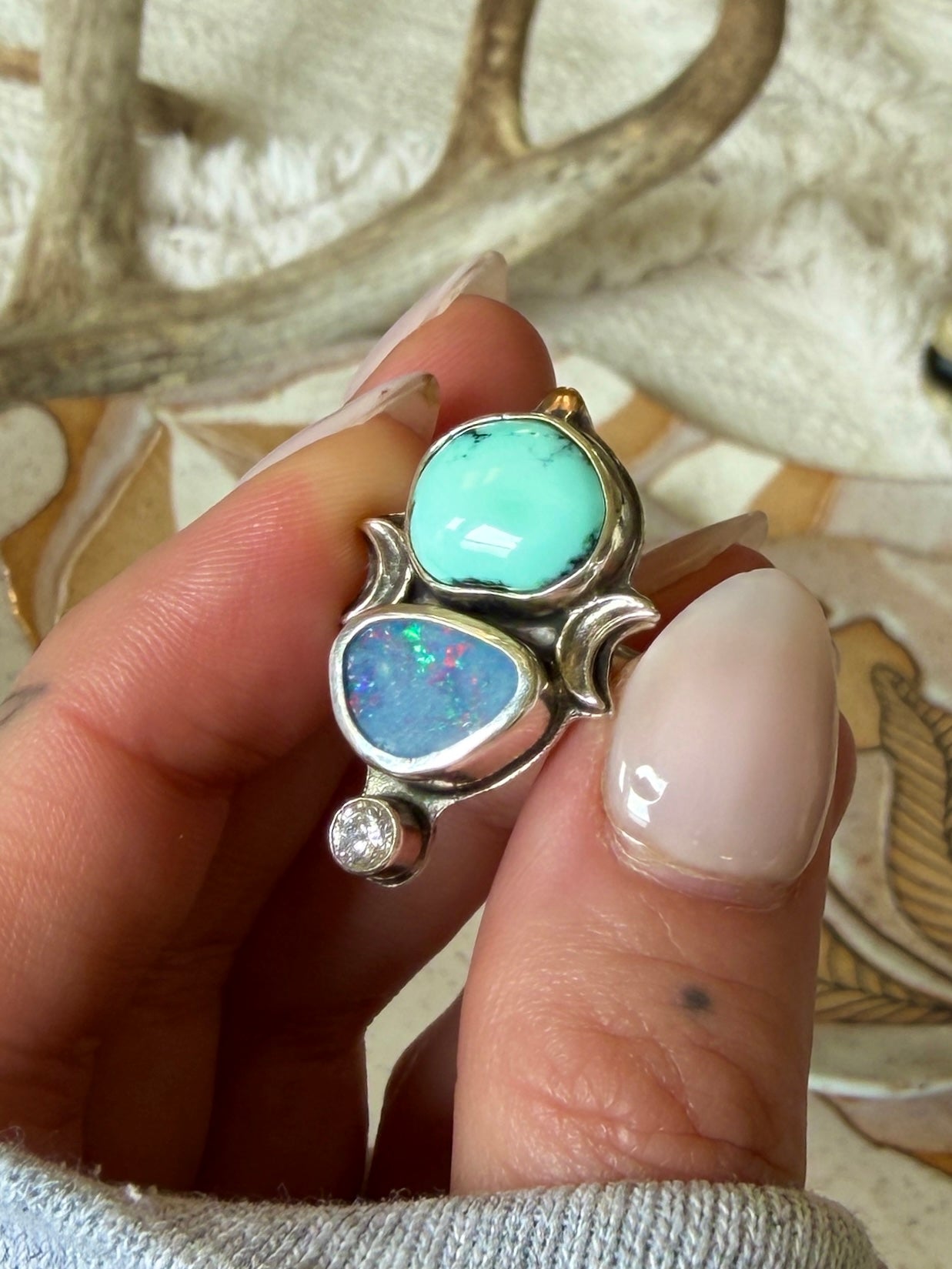 Size 6.75 Opal & Variscite