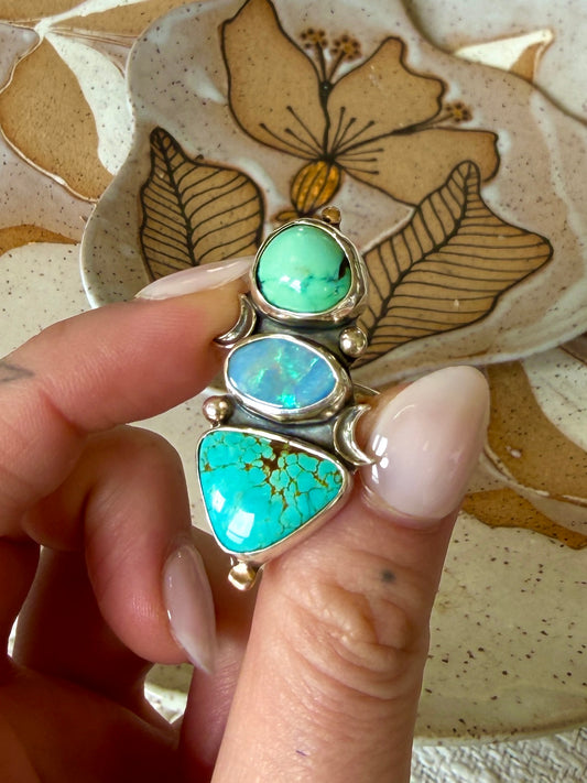 Size 7.25 Turquoise, variscite, & opal