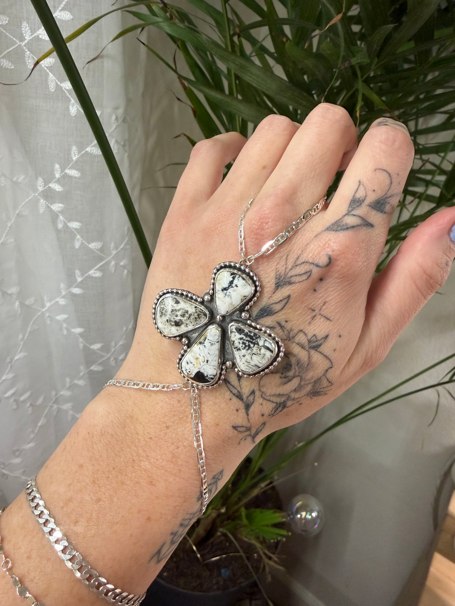 White buffalo hand chain