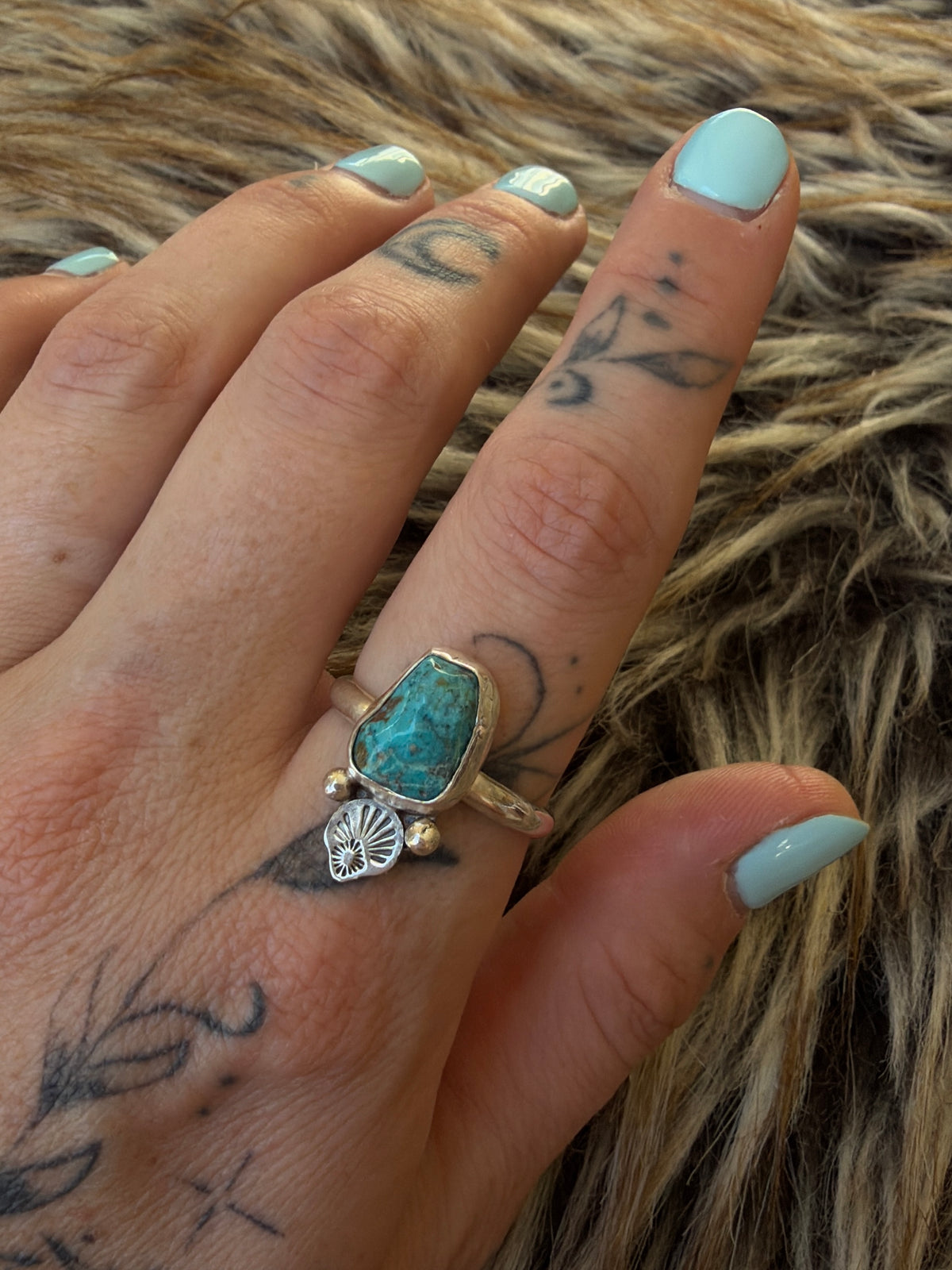 Raw Polished Turquoise Ring size 10.5