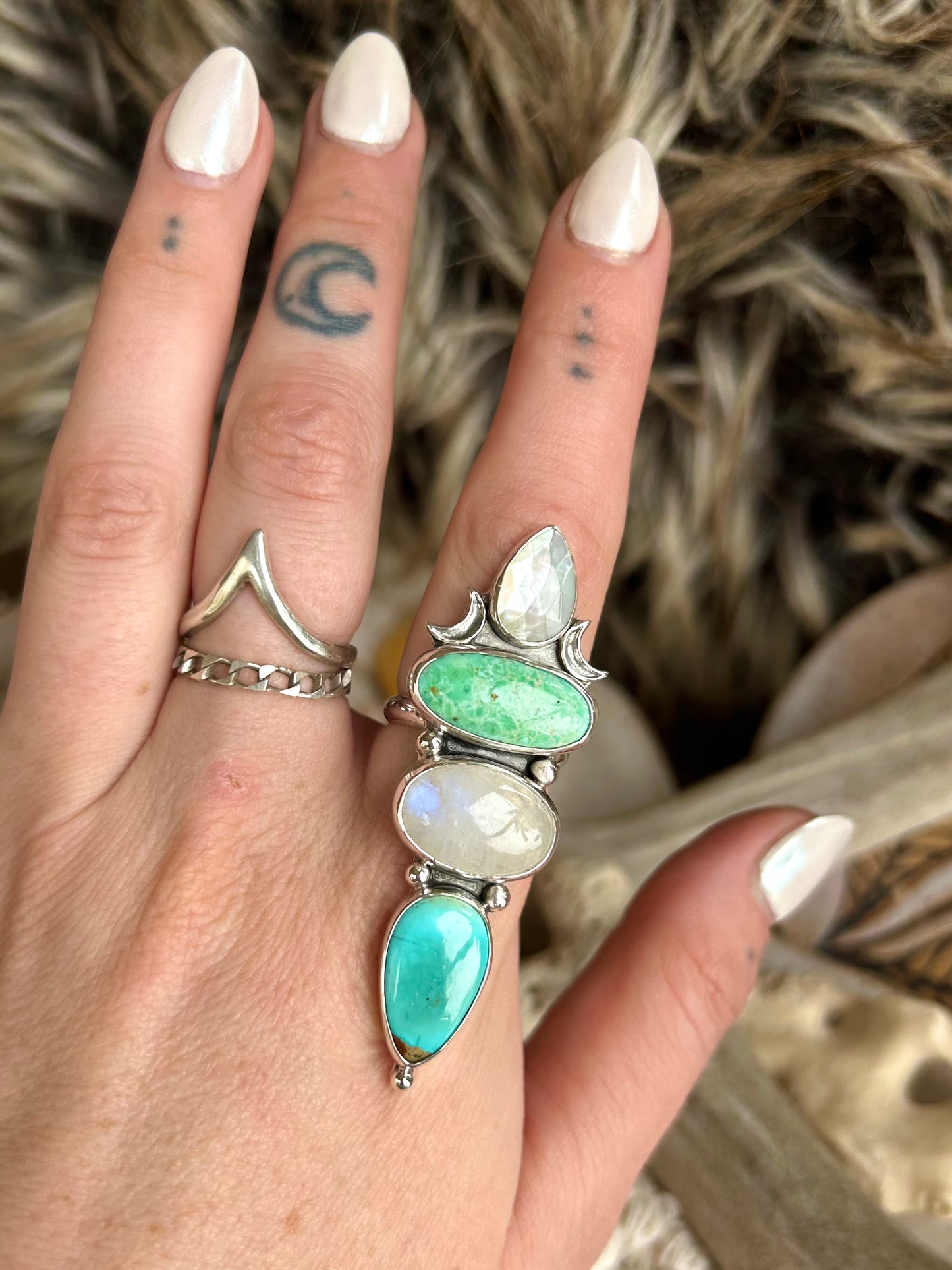 Coastal Moon Ring Size 8.5