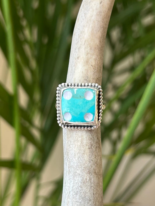 4 dice turquoise ring size 6.5