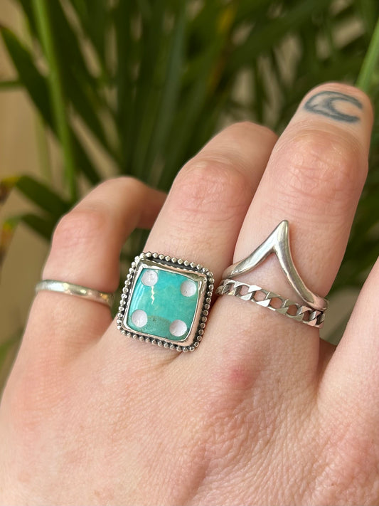 4 dice turquoise ring size 6.5