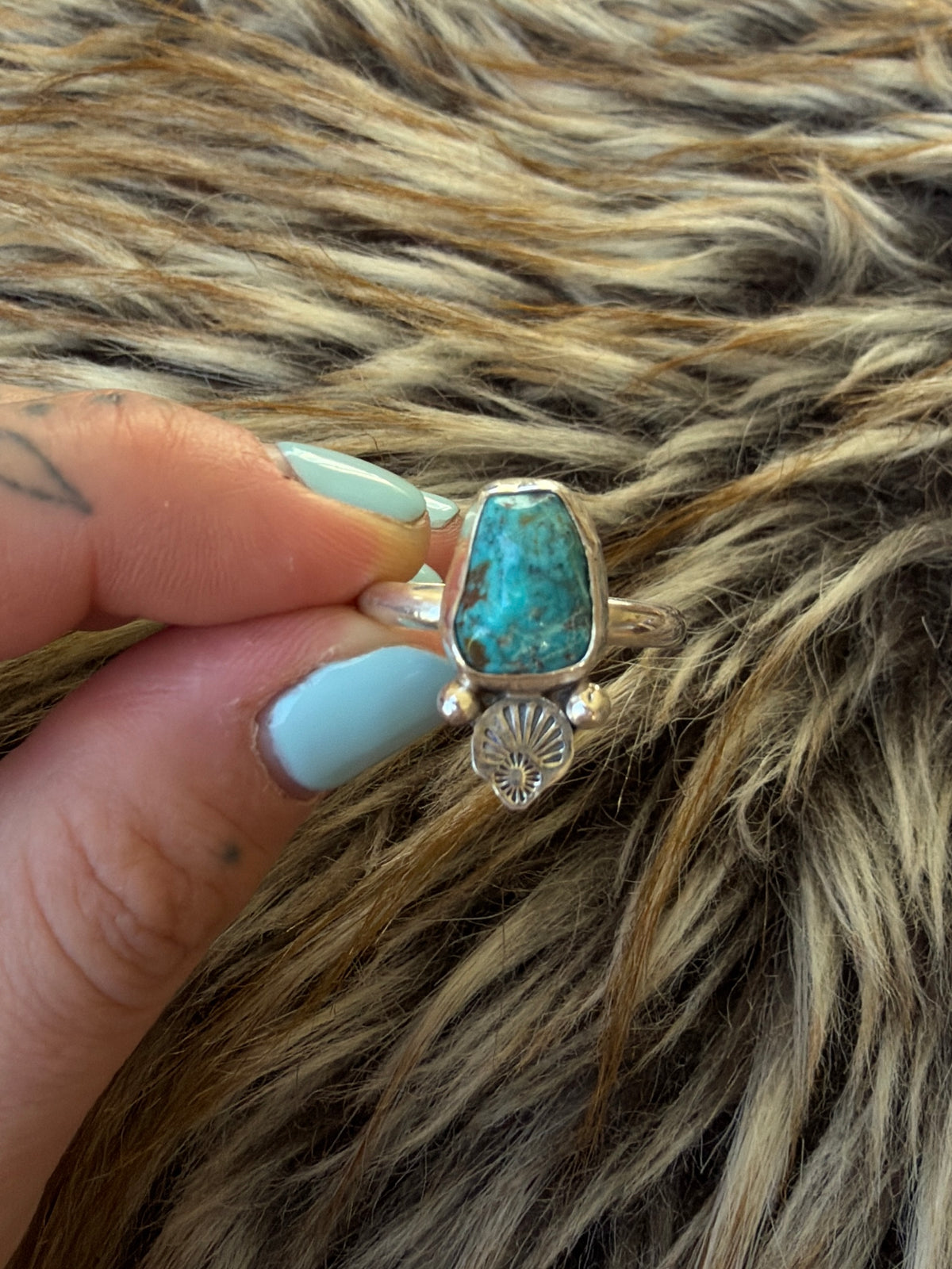 Raw Polished Turquoise Ring size 10.5