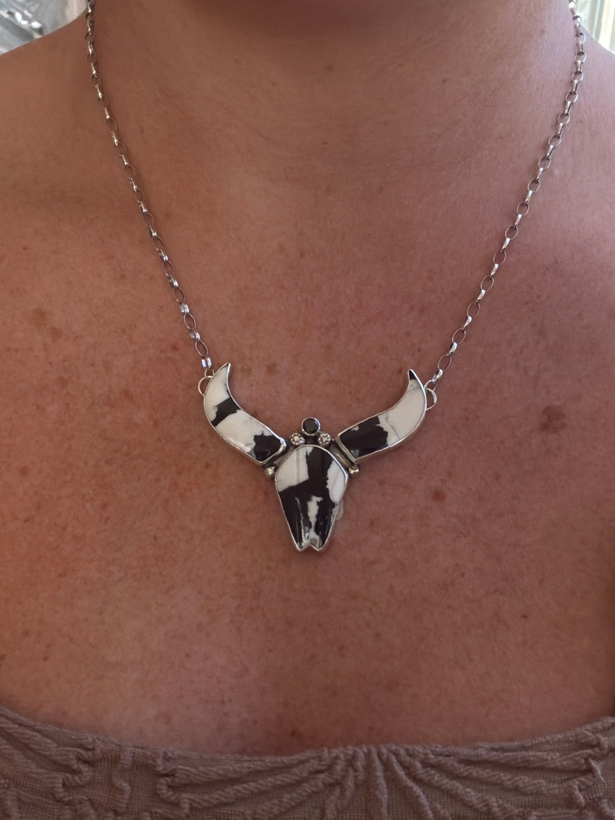 White Buffalo Longhorn Necklace