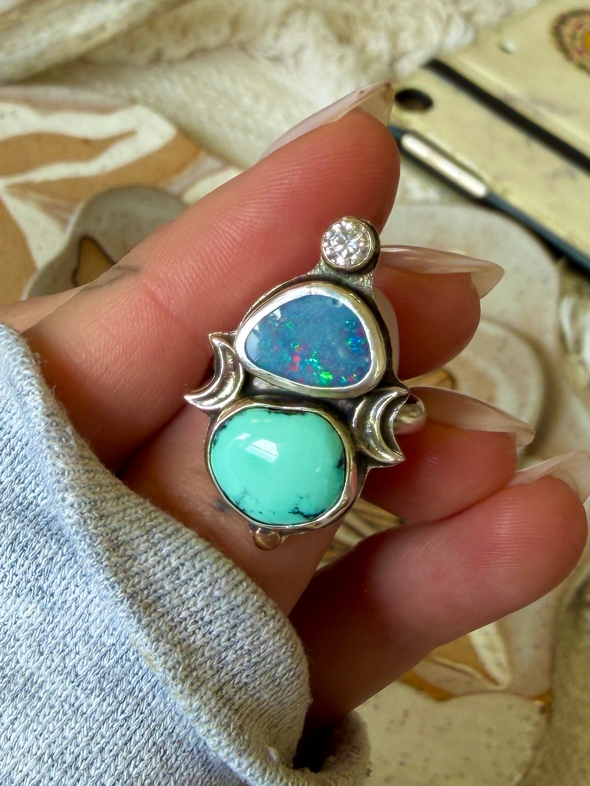 Size 6.75 Opal & Variscite