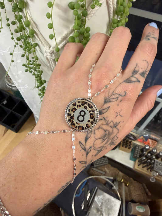 8ball leopard hand chain