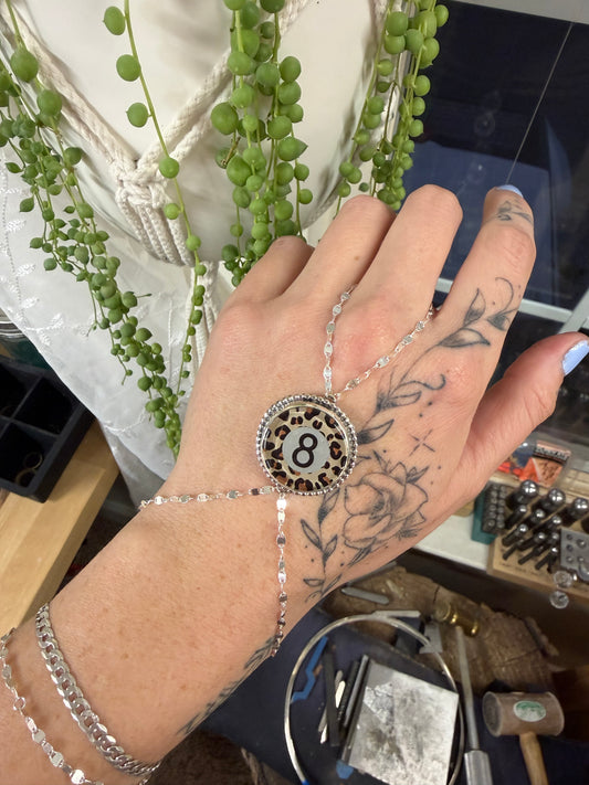 8ball leopard hand chain