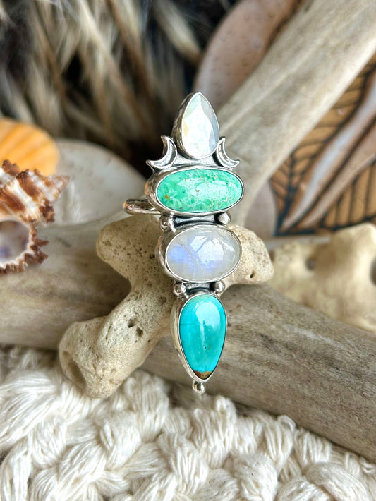Coastal Moon Ring Size 8.5