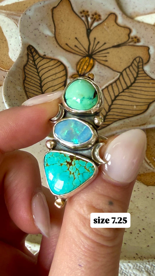 Size 7.25 Turquoise, variscite, & opal