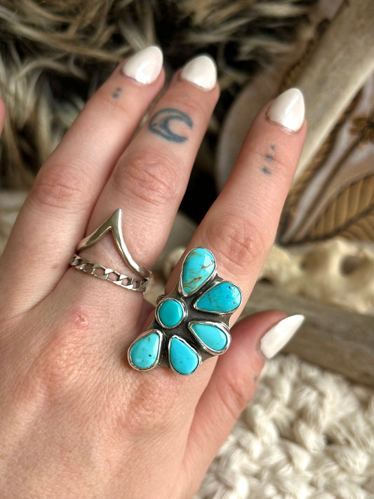 Coastal Flower Ring Size 8.5