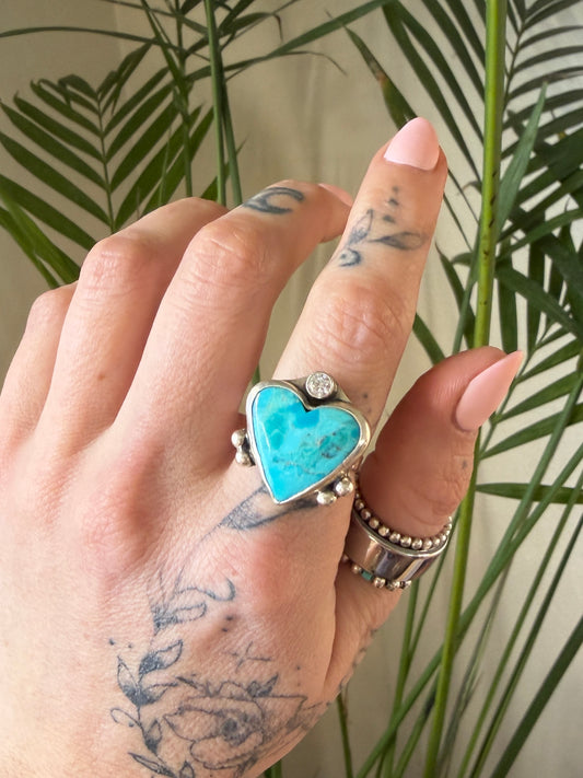Kingman turquoise heart size 7.25